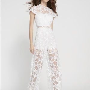Alice & Olivia Alaina White Lace Jumpsuit